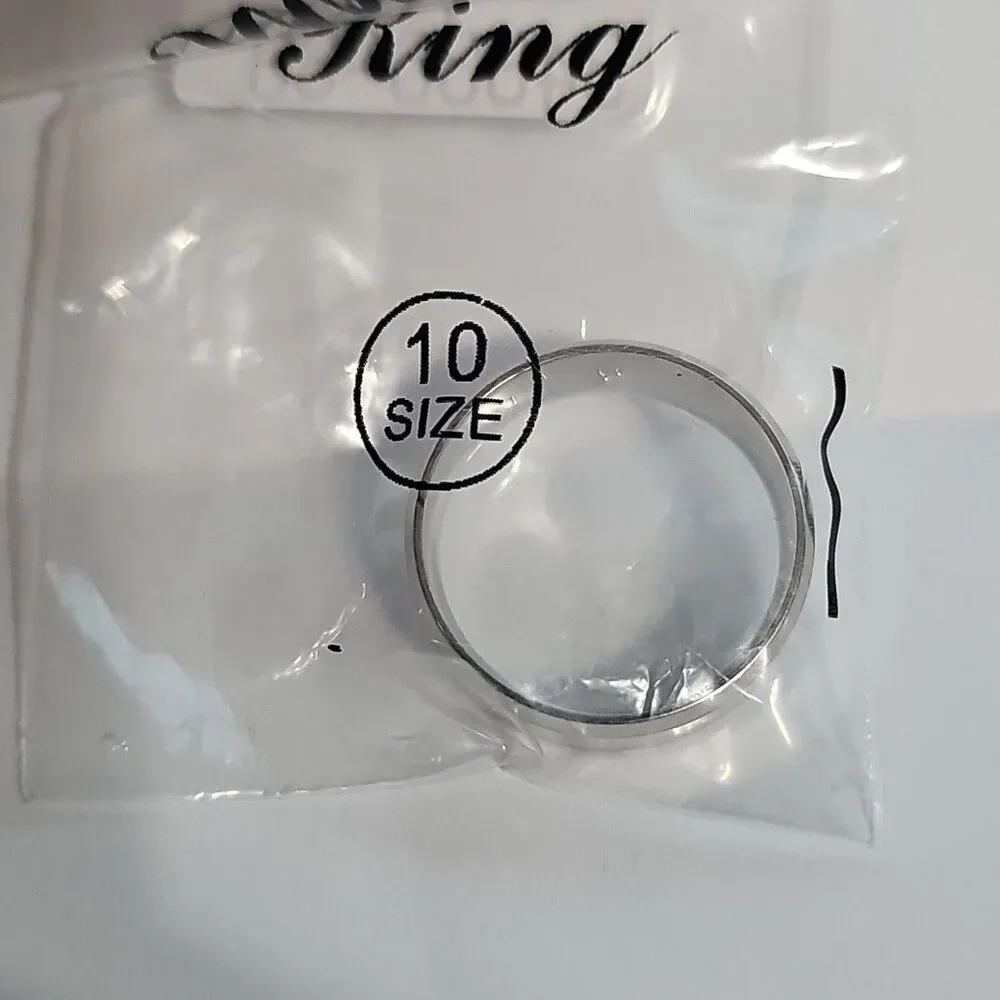 Fashion Solid Color Stainless Stee Band Rings size. 10 Men's Color silver (US)